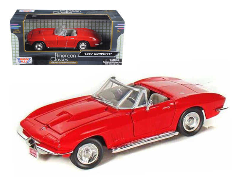 1967 Chevrolet Corvette Convertible Red 1/24 Diecast Model Car by Motormax LuxuryLifeWay Online Store