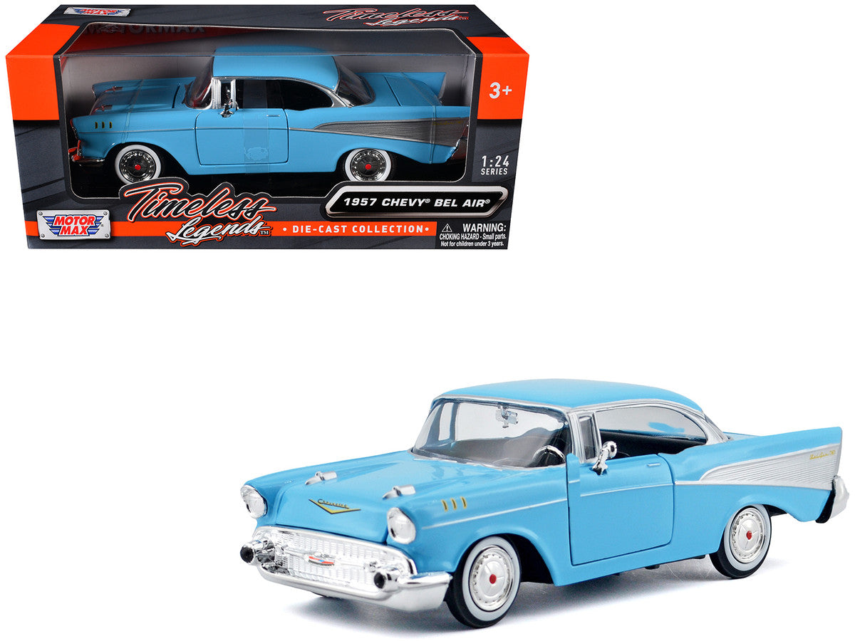 1957 Chevrolet Bel Air Light Blue "Timeless Legends" Series 1/24 Diecast Model Car by Motormax LuxuryLifeWay Online Store