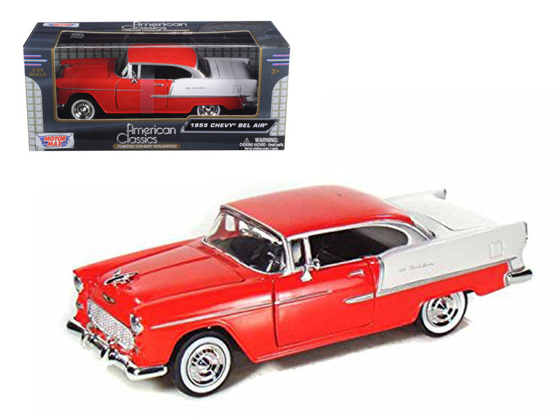 1955 Chevrolet Bel Air Red 1/24 Diecast Model Car by Motormax LuxuryLifeWay Online Store