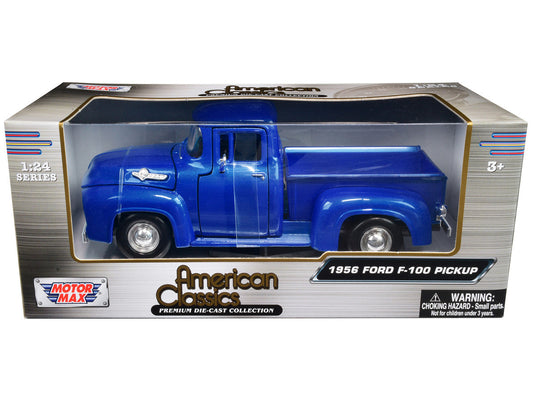 1956 Ford F-100 Pickup Truck Blue Metallic "American Classics" Series 1/24 Diecast Model Car by Motormax LuxuryLifeWay Online Store