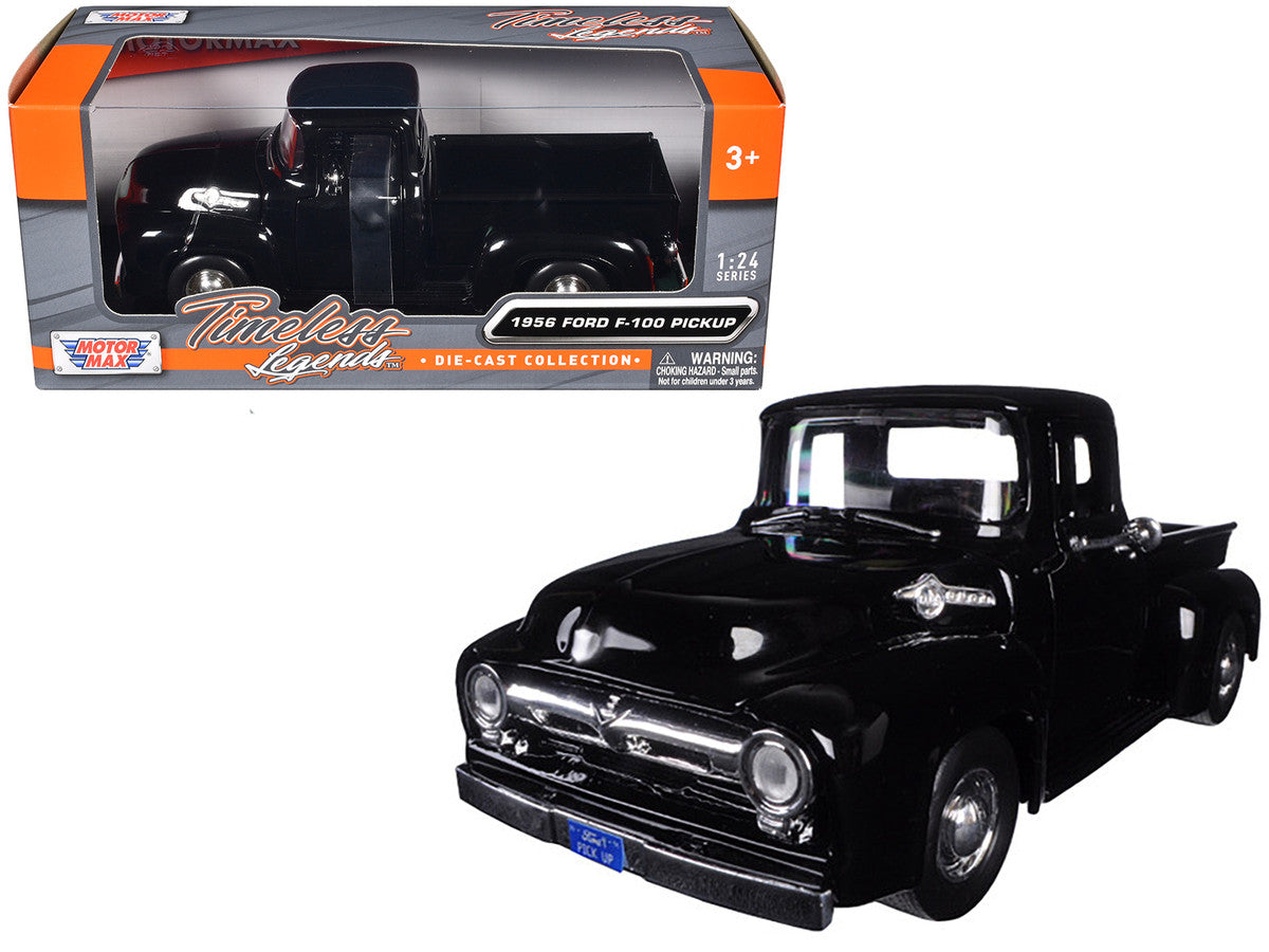 1956 Ford F-100 Pickup Truck Black 1/24 Diecast Model by Motormax LuxuryLifeWay Online Store