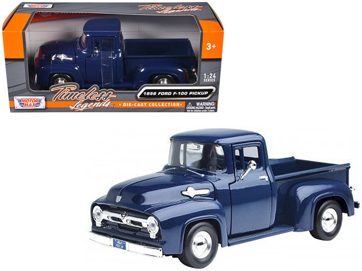 1956 Ford F-100 Pickup Truck Blue 1/24 Diecast Model Car by Motormax LuxuryLifeWay Online Store