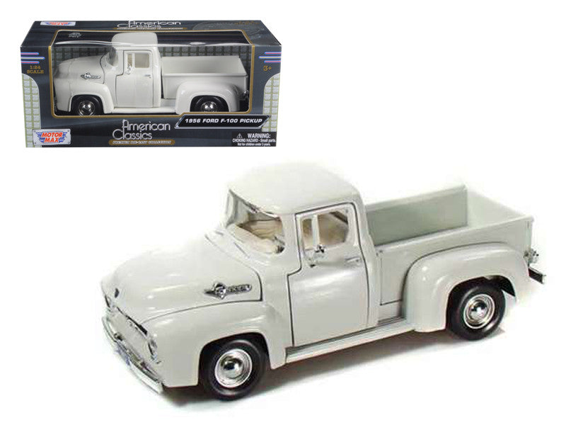 1956 Ford F-100 Pickup Truck White 1/24 Diecast Model Car by Motormax LuxuryLifeWay Online Store