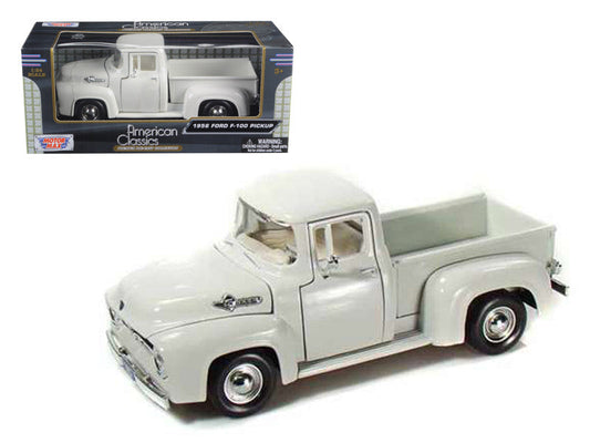 1956 Ford F-100 Pickup Truck White 1/24 Diecast Model Car by Motormax LuxuryLifeWay Online Store