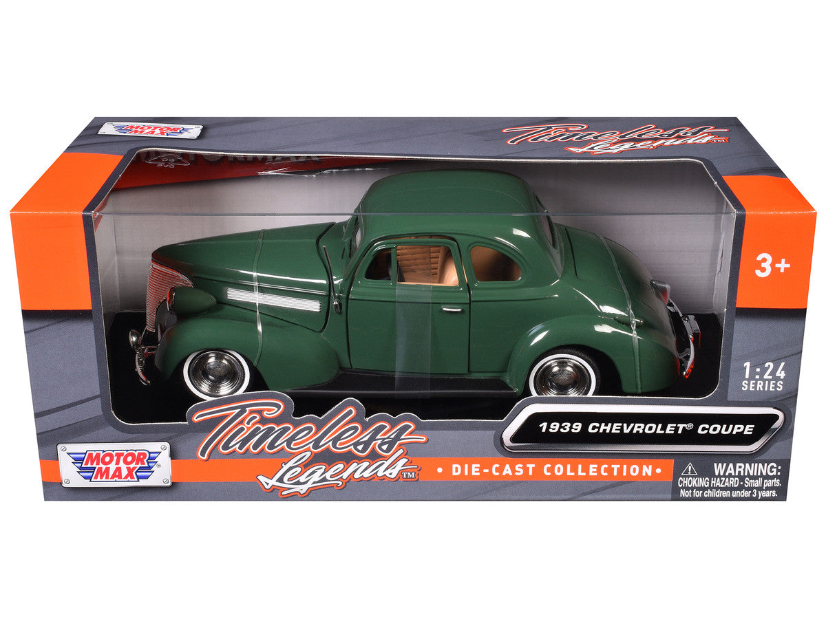 1939 Chevrolet Coupe Green 1/24 Diecast Model Car by Motormax LuxuryLifeWay Online Store