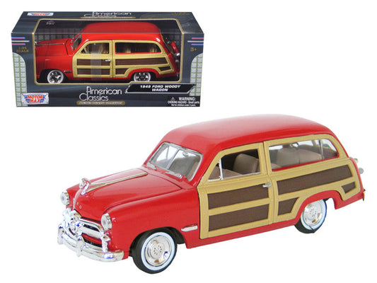 1949 Ford Woody Wagon Red 1/24 Diecast Model Car by Motormax LuxuryLifeWay Online Store
