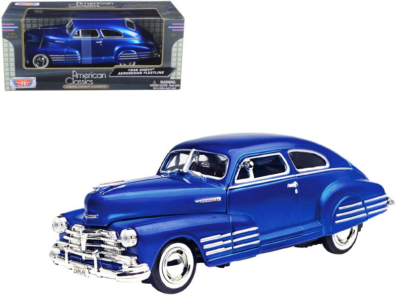 1948 Chevrolet Aerosedan Fleetline Blue 1/24 Diecast Model Car by Motormax LuxuryLifeWay Online Store