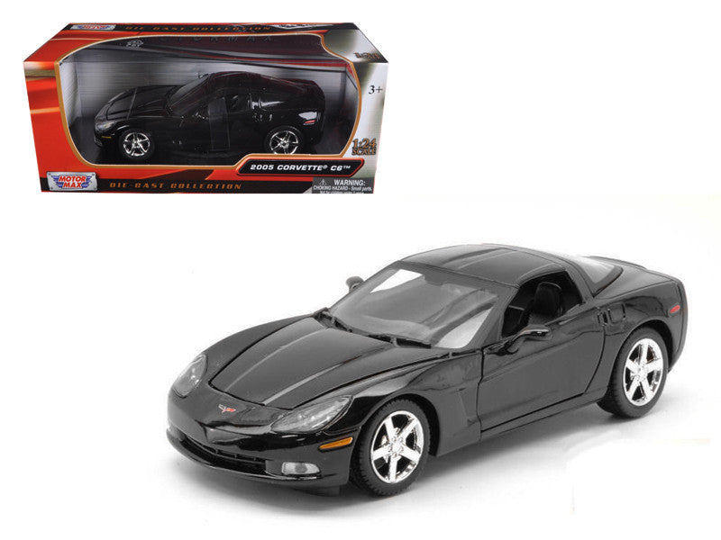 2005 Chevrolet Corvette C6 Coupe Black 1/24 Diecast Model Car by Motormax LuxuryLifeWay Online Store