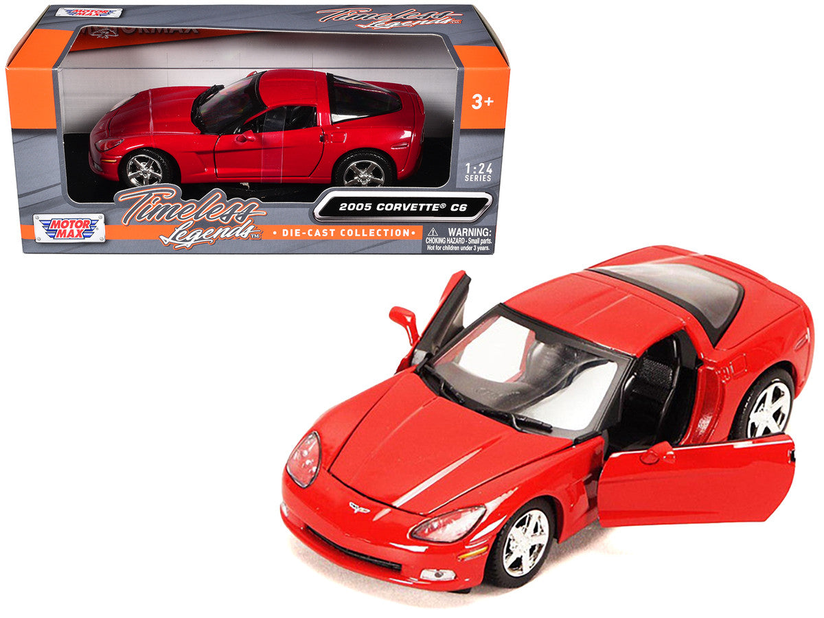 2005 Chevrolet Corvette C6 Coupe Red 1/24 Diecast Model Car by Motormax LuxuryLifeWay Online Store