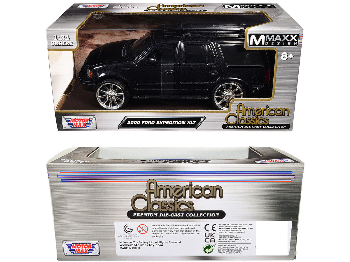 2000 Ford Expedition XLT Black Metallic "Maxx Design" "American Classics" Series 1/24 Diecast Model Car by Motormax LuxuryLifeWay Online Store