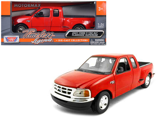 2001 Ford F-150 XLT Flareside Supercab Pickup Truck Red 1/24 Diecast Model Car by Motormax LuxuryLifeWay Online Store