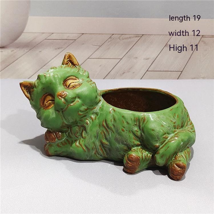 Creative Cute Cartoon Cat Ceramic Succulent Flower Pot Simple Animal Succulent Small Flower Pot