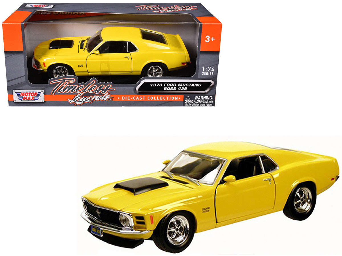 1970 Ford Mustang Boss 429 Yellow 1/24 Diecast Model Car by Motormax LuxuryLifeWay Online Store