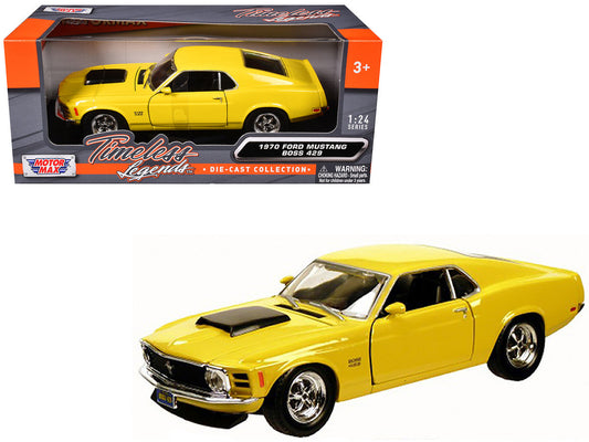 1970 Ford Mustang Boss 429 Yellow 1/24 Diecast Model Car by Motormax LuxuryLifeWay Online Store