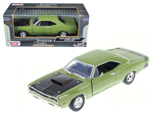 1969 Dodge Coronet Super Bee Green 1/24 Diecast Model Car by Motormax LuxuryLifeWay Online Store