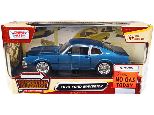 1974 Ford Maverick Blue Metallic "Forgotten Classics" Series 1/24 Diecast Model Car by Motormax LuxuryLifeWay Online Store