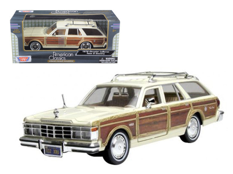 1979 Chrysler Lebaron Town & Country Cream 1/24 Diecast Model Car by Motormax LuxuryLifeWay Online Store