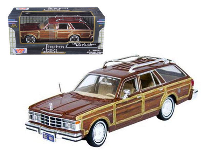 1979 Chrysler Lebaron Town and Country Burgundy 1/24 Diecast Model Car by Motormax LuxuryLifeWay Online Store