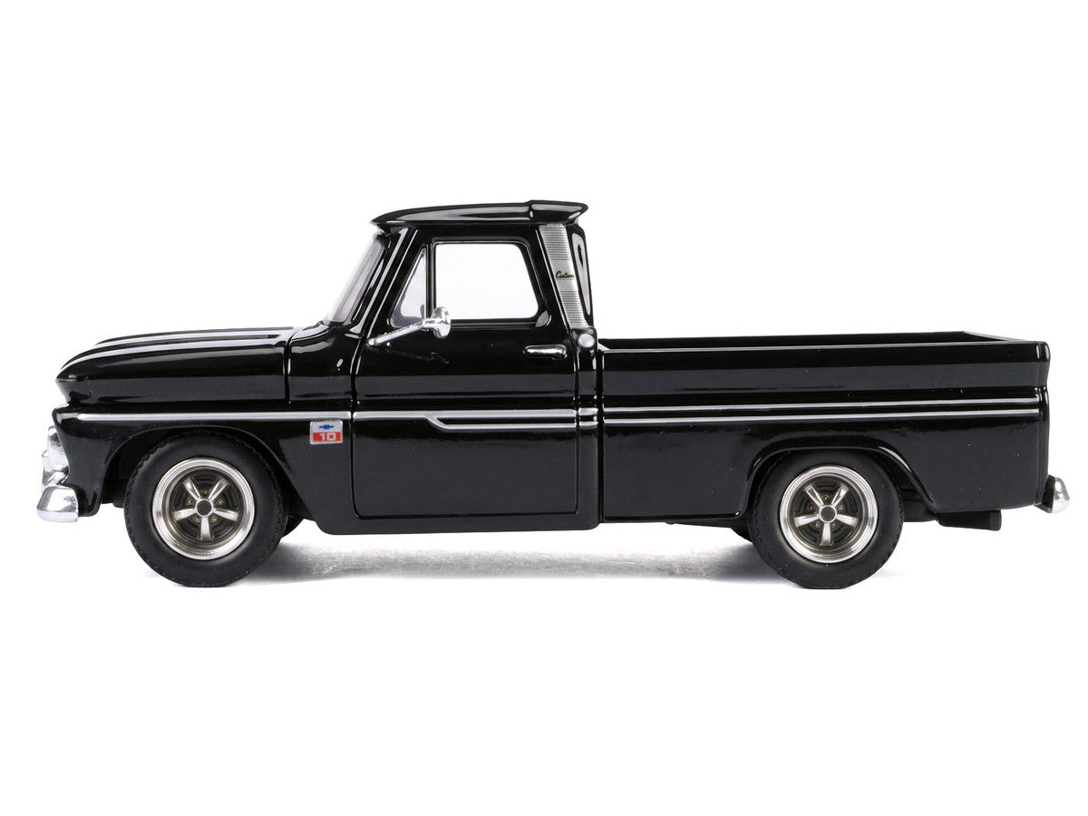 1966 Chevrolet C10 Fleetside Pickup Truck Black "Maxx Design" "Timeless Legends" Series 1/24 Diecast Model Car by Motormax LuxuryLifeWay Online Store
