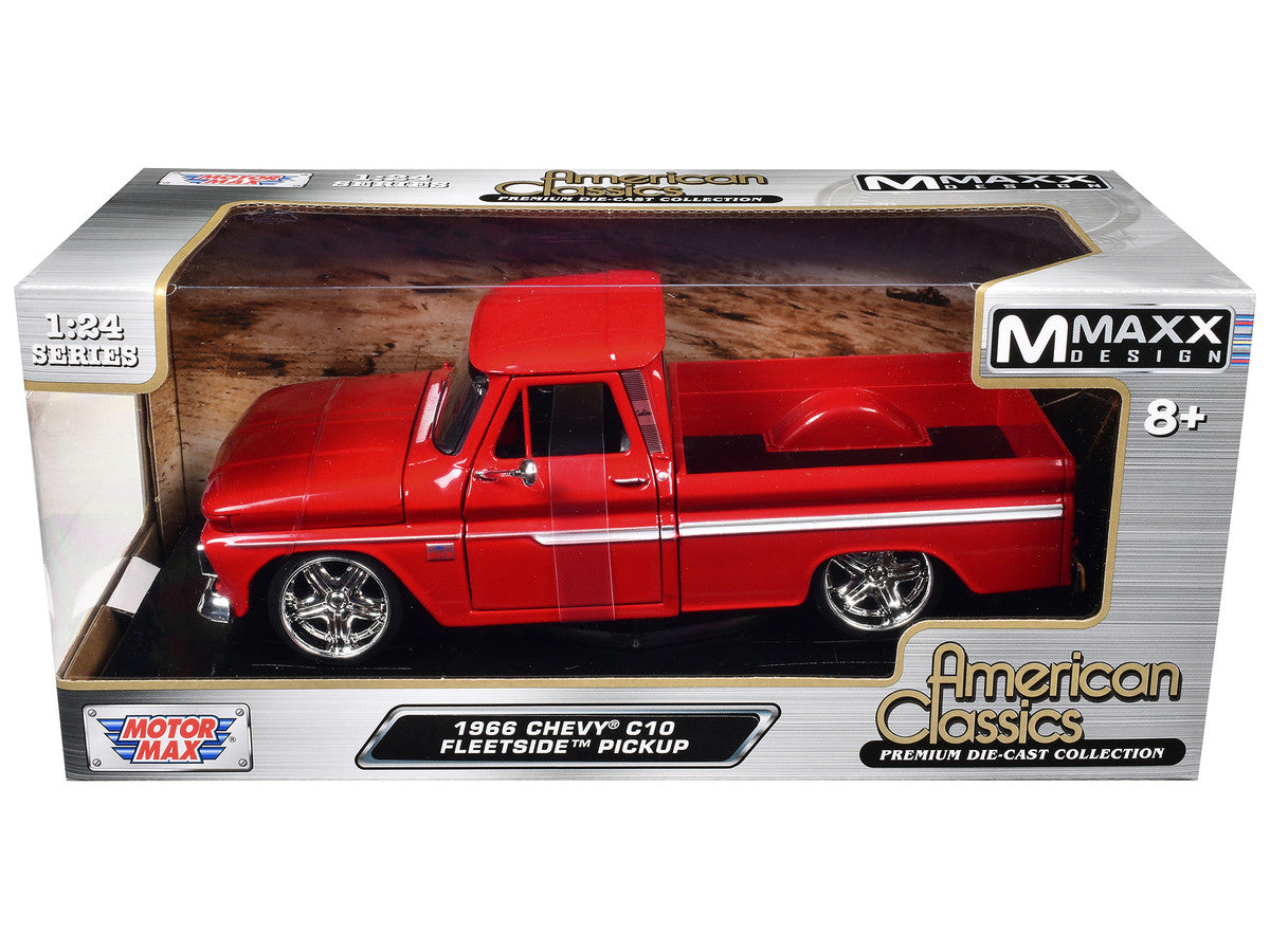 1966 Chevrolet C10 Fleetside Pickup Truck Red "Maxx Design" "American Classics" Series 1/24 Diecast Model Car by Motormax LuxuryLifeWay Online Store