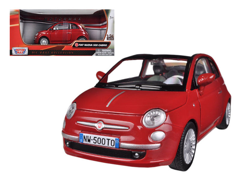 Fiat 500 Nuova Cabrio Red 1/24 Diecast Model Car by Motormax LuxuryLifeWay Online Store