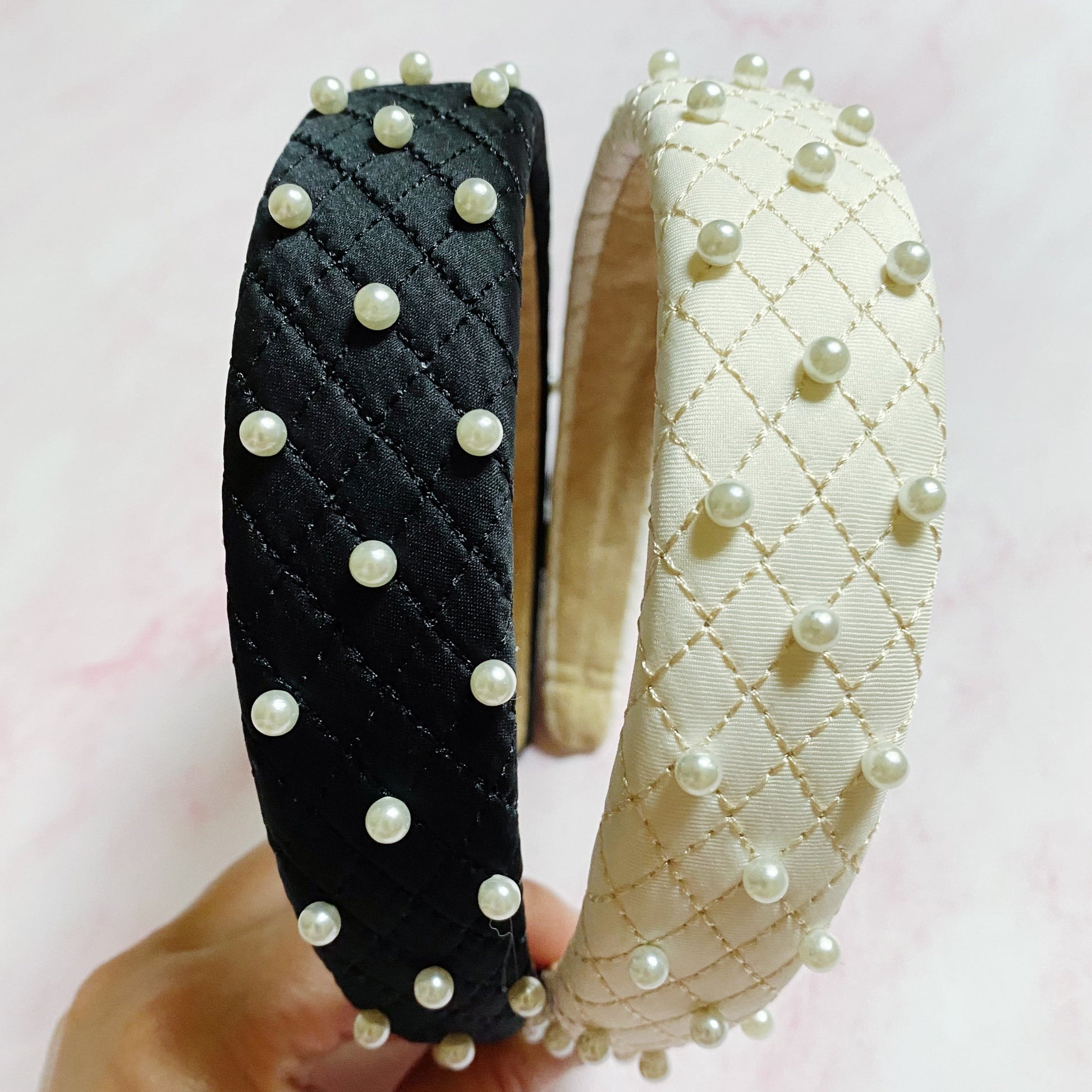 Quilted Elegance Pearl Headband LadyShow.Store