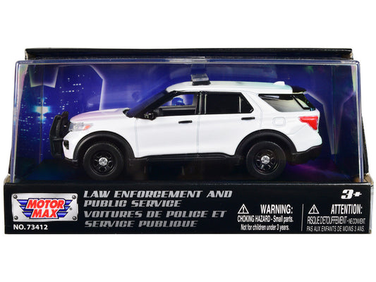 2022 Ford Police Interceptor Utility Plain White "Law Enforcement and Public Service" Series 1/43 Diecast Model Car by Motormax LuxuryLifeWay Online Store