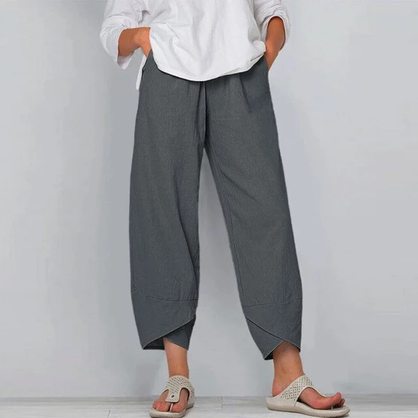 Wide Leg Pants Loose Casual Cotton Linen NorixaFashion.com