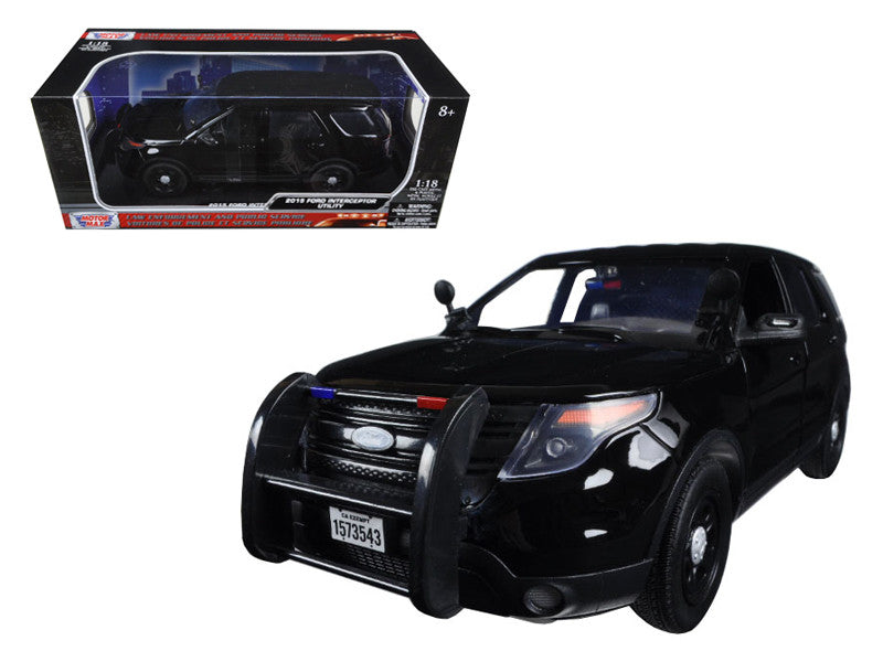 2015 Ford Police Interceptor Utility Special Service Plain Black 1/18 Diecast Model Car by Motormax LuxuryLifeWay Online Store