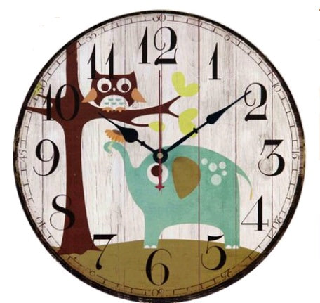 European and American style rustic wall clock owl series wall clock retro wall clock PearlNestDecor.com