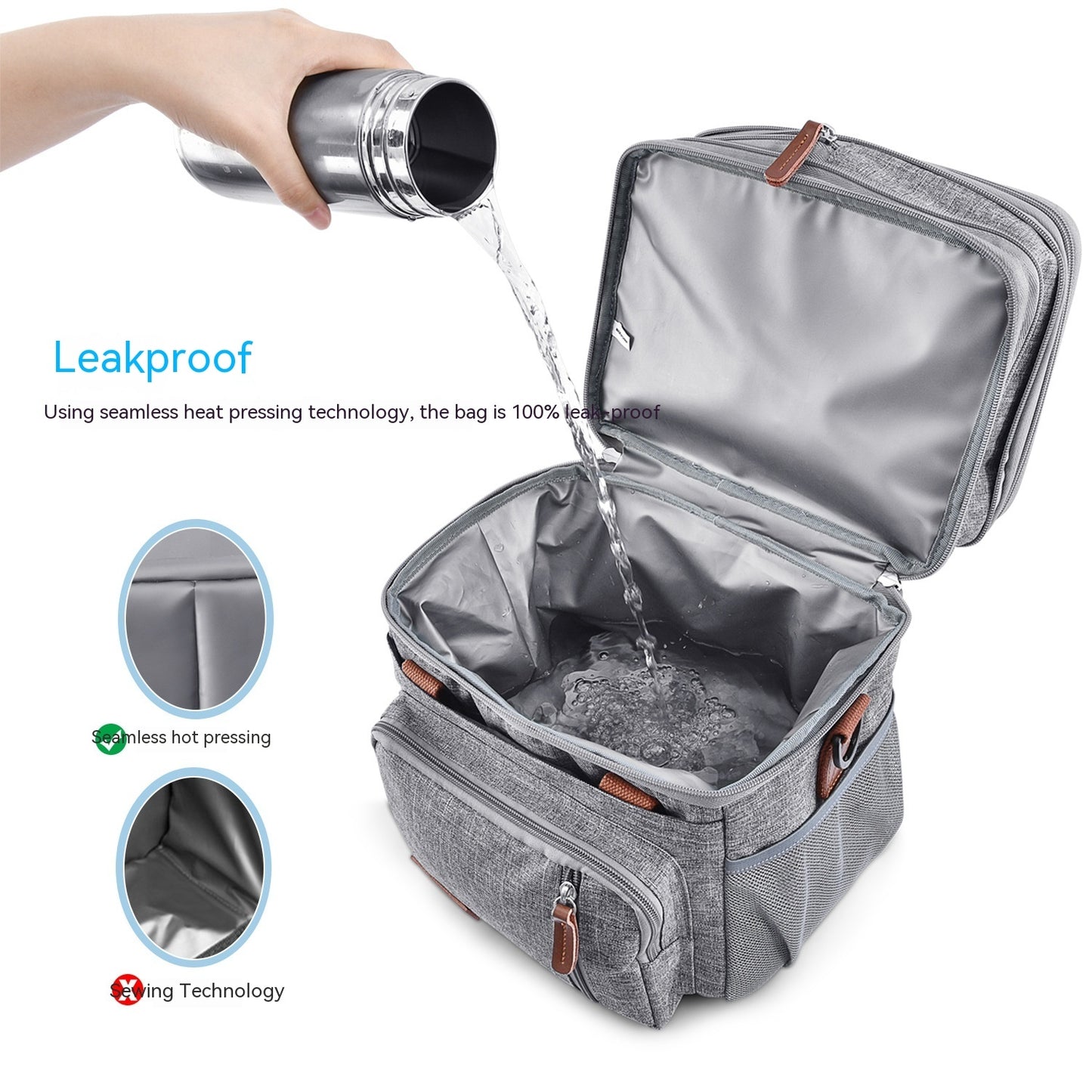 Fresh-keeping And Cold-keeping Double Layer Lunch Bag Stylish And Portable Outdoor