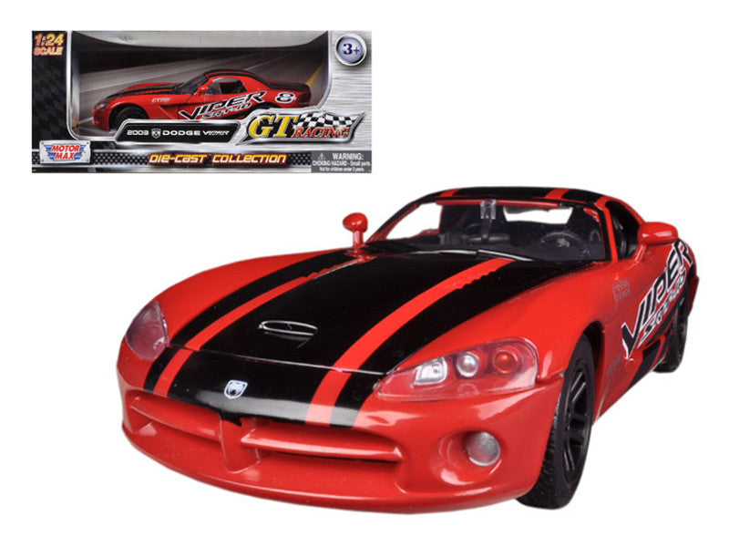 2003 Dodge Viper SRT-10 #8 Red with Black Stripes "GT Racing" Series 1/24 Diecast Model Car by Motormax LuxuryLifeWay Online Store
