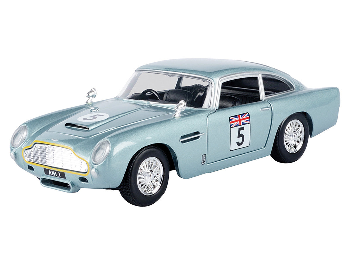 Aston Martin DB5 RHD (Right Hand Drive) #5 Light Blue Metallic "GT Racing" Series 1/24 Diecast Model Car by Motormax LuxuryLifeWay Online Store