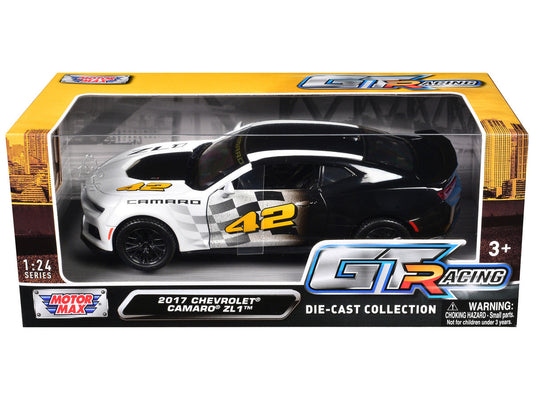 2017 Chevrolet Camaro ZL1 #42 Black and White "GT Racing" Series 1/24 Diecast Model Car by Motormax LuxuryLifeWay Online Store