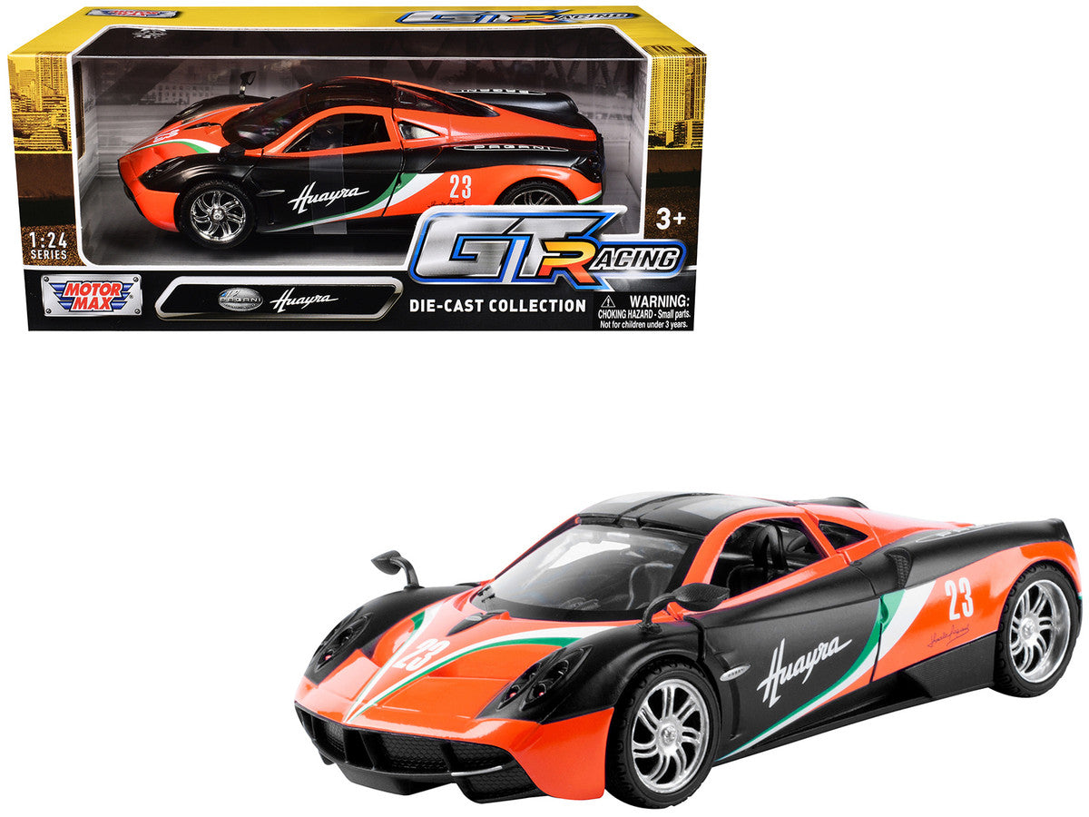 Pagani Huayra #23 Orange and Black with Stripes "GT Racing" Series 1/24 Diecast Model Car by Motormax LuxuryLifeWay Online Store