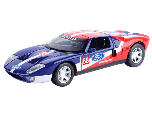 Ford GT Concept #58 Blue and Red with White Stripes "GT Racing" Series 1/24 Diecast Model Car by Motormax LuxuryLifeWay Online Store