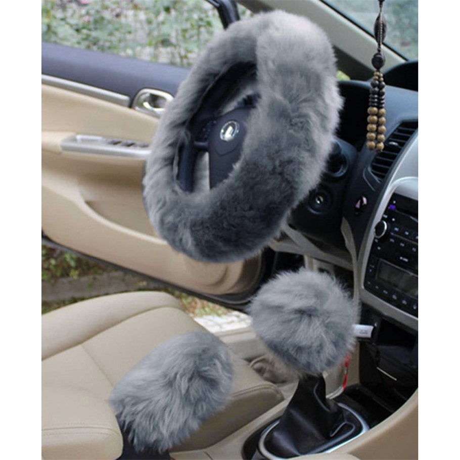 Car Steering Wheel Cover, Pure Wool Plush Design Pi-Mart