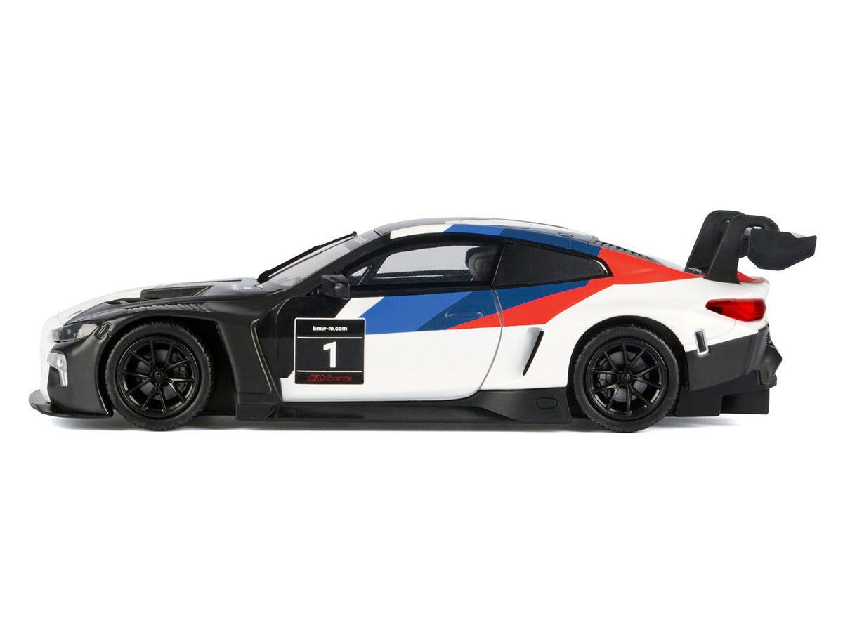 BMW M4 GT3 #1 White with Black Blue and Red Graphics "GT Racing" Series 1/24 Diecast Model Car by Motormax LuxuryLifeWay Online Store