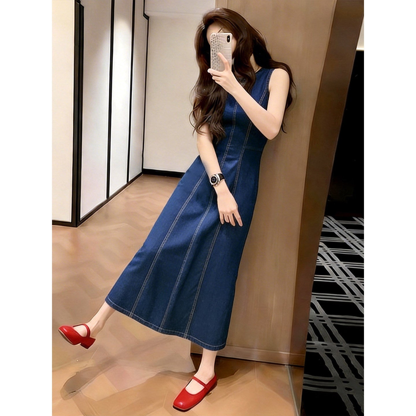 Hepburn-style Denim Dress For Women NorixaFashion.com