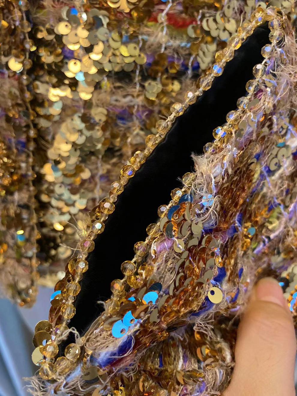 Gold Sequins Light Luxury Heavy Industry Advanced Ladies Fashion French Coat Best YouTube Store