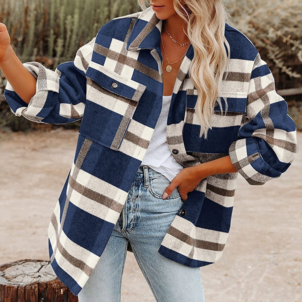 Plaid Button Flannel Woolen Shirt NorixaFashion.com