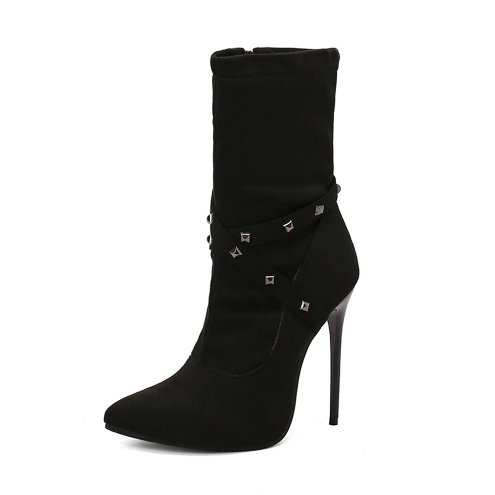 Womens European-style Mid-calf Boots With Slender High Heels LadyShow.Store