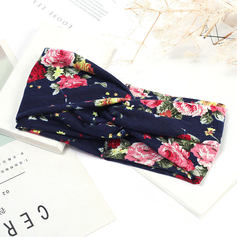 Sweat-absorbent And Anti-perspirant Bundled Headband With Wide-brimmed Print Headband LadyShow.Store