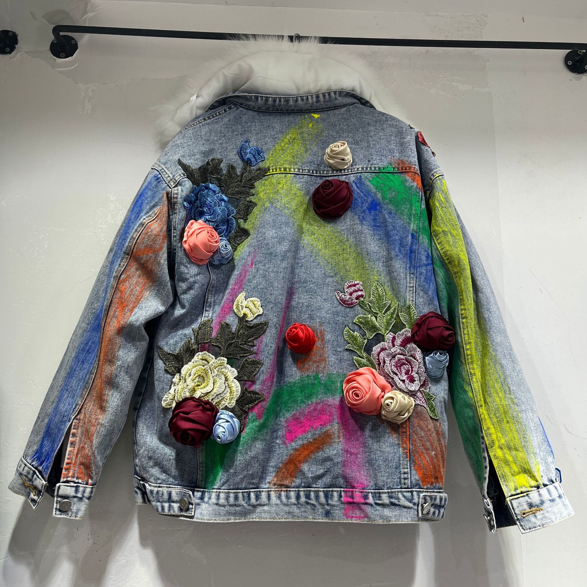 Heavy Industry Personality Big Fur Collar Denim Short Coat Women Best YouTube Store