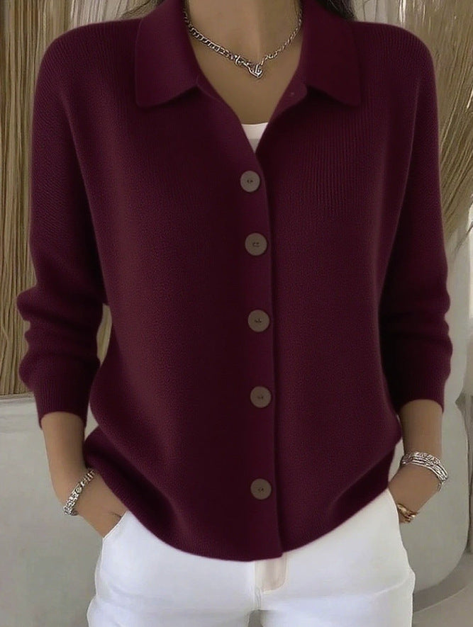 Button-knitted Lapel Sweater Cardigan Coat For Women LadyShow.Store