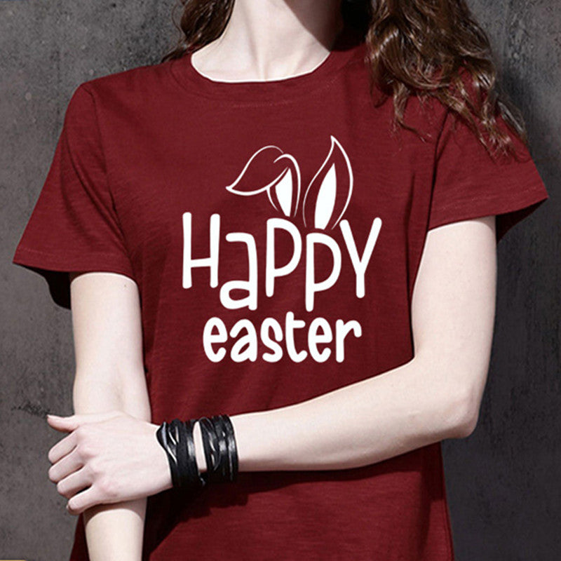 Women's Bunny Happy Easter Print Top