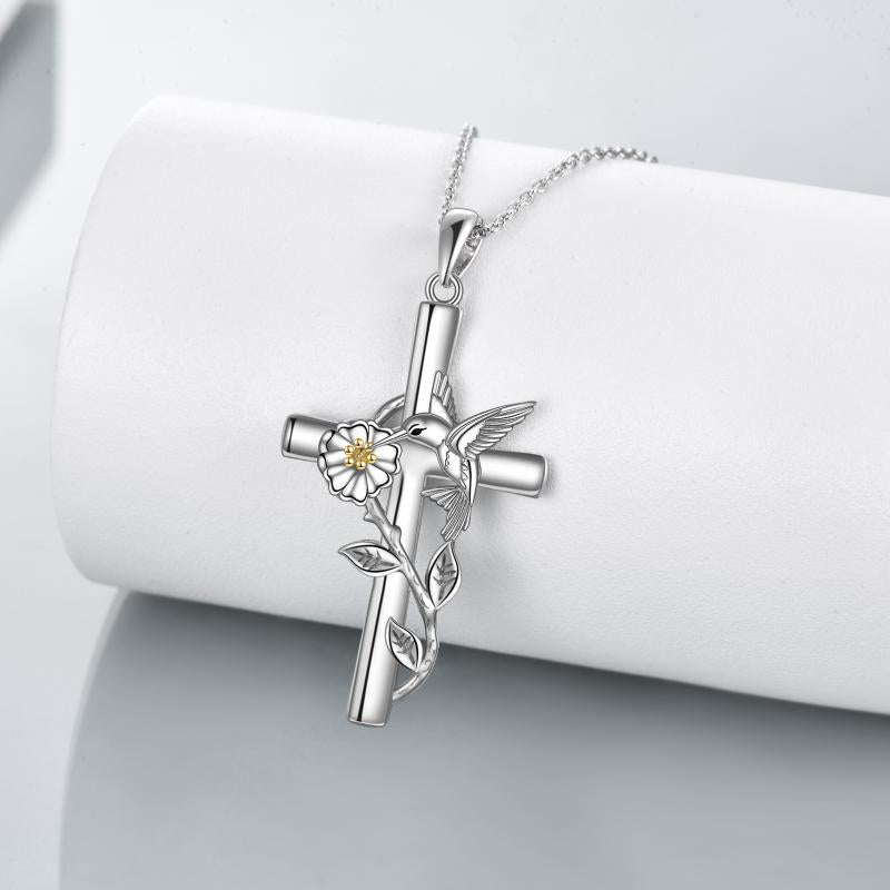 Hummingbird Cross Necklace Gifts for Women Sterling Silver LadyShow.Store