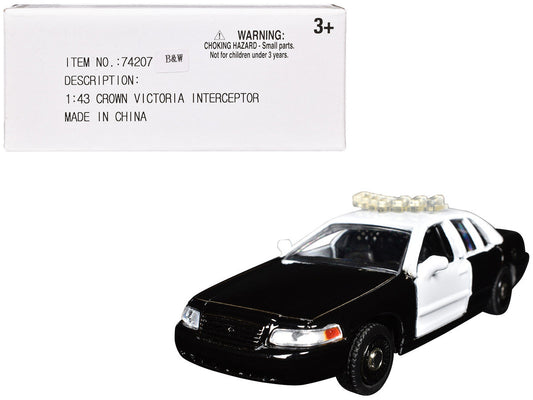 Ford Crown Victoria Police Interceptor Black and White 1/43 Diecast Model Car by Motormax LuxuryLifeWay Online Store