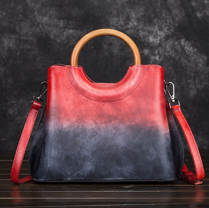 Leather handbags hand-painted suede leather handbags retro craft trend ladies handbag diagonal package LadyShow.Store