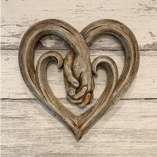 Hand-in-hand Heart Wall Decor Decorative Art Piece  Gift Item  Craft Ornament  Wooden Hanging Decoration PearlNestDecor.com